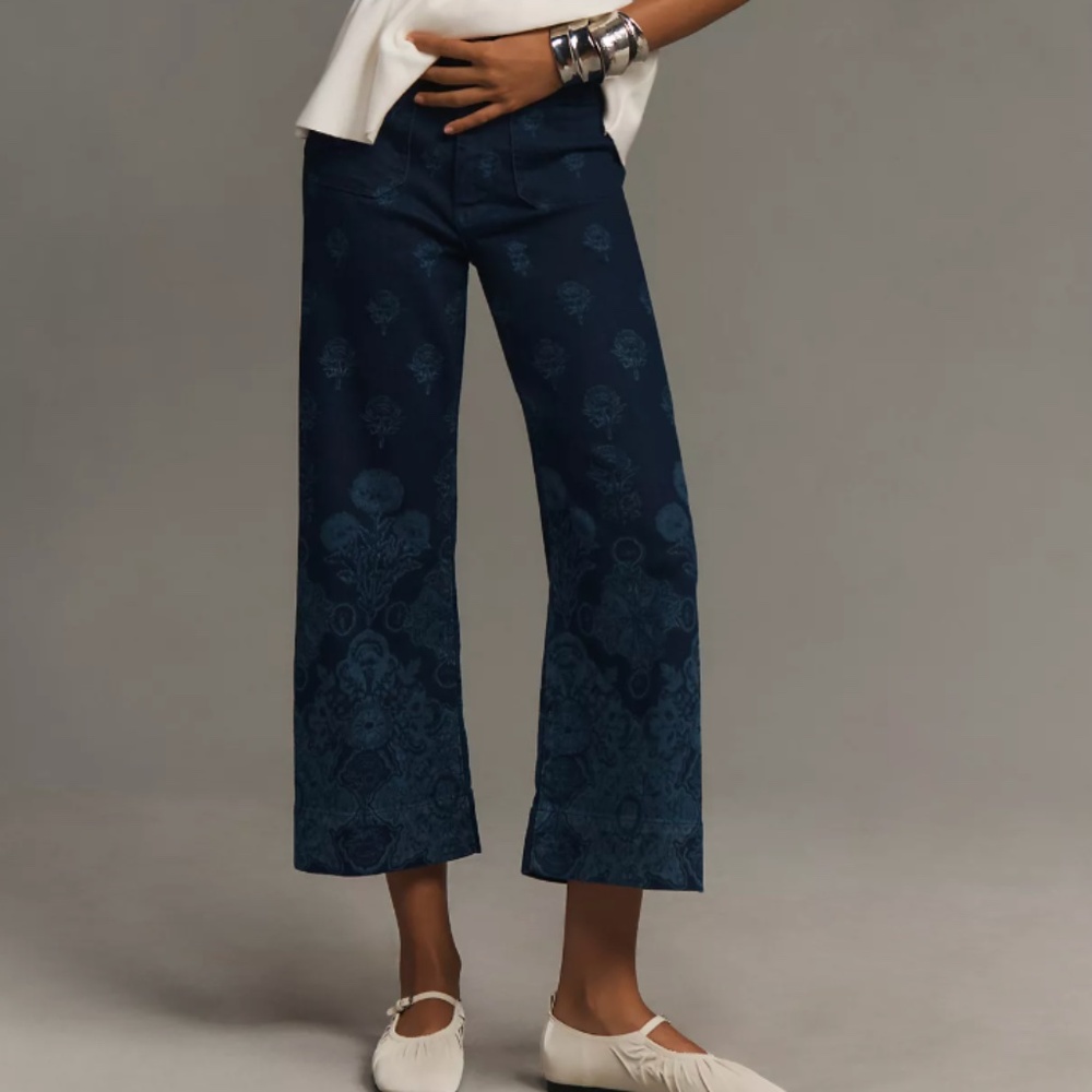 The Colette Cropped Wide-Leg Jeans by Maeve NWT 26 SHU Print